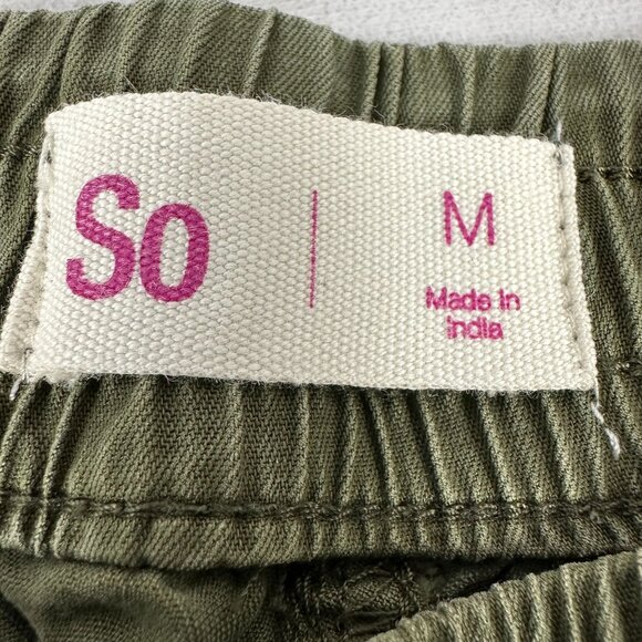 So Green Cargo Jogger Pants Stripe Detail Size Medium Elastic Waist 100% Tencel - Picture 4 of 7